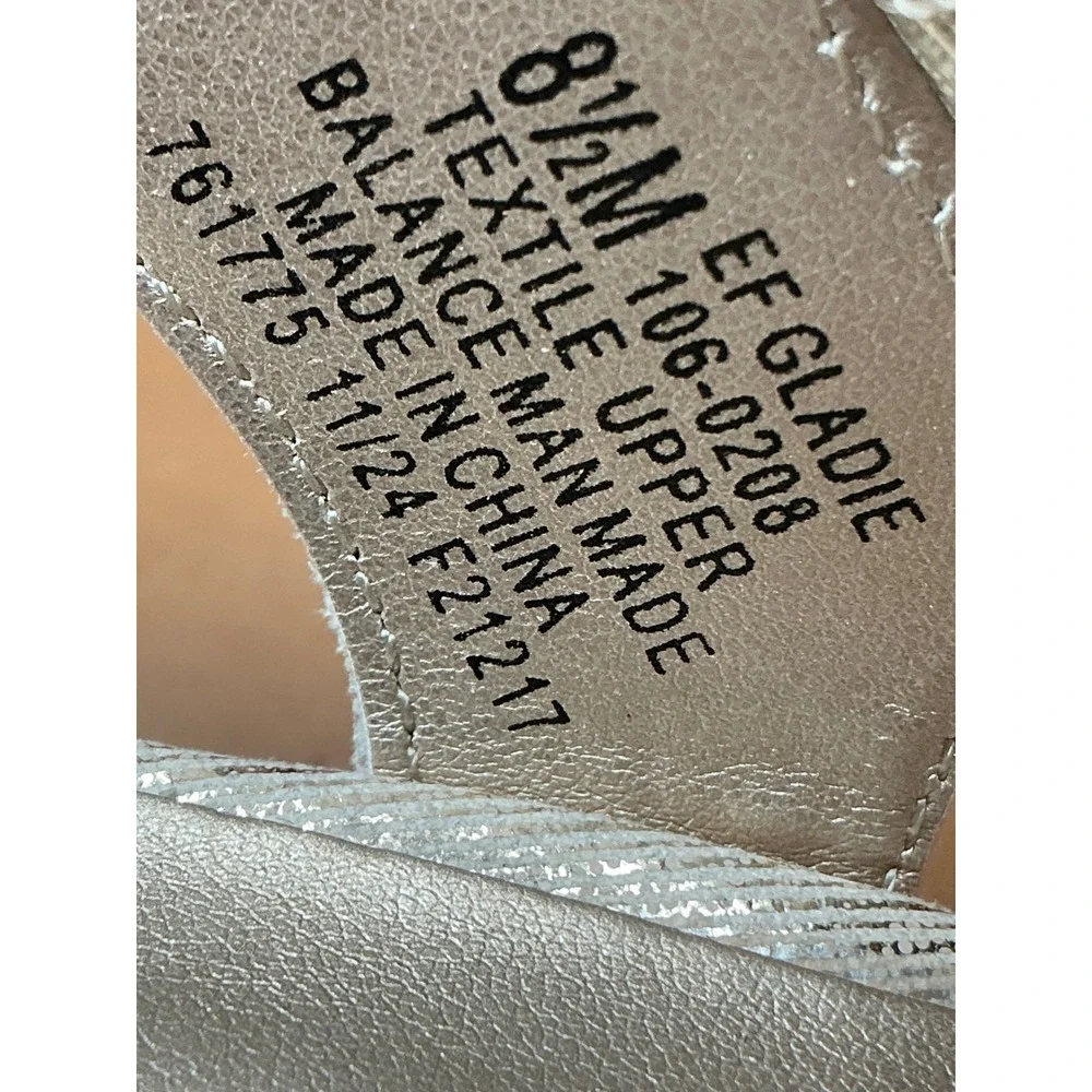 East 5th Gladie Wedge Sandals Womens 8.5 Platino Rhinestone Laser Cut Strappy